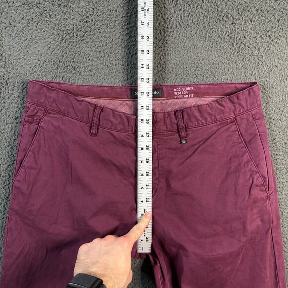 Marc O'Polo Pants Mens 34x34 Red Modern Vernik Slim Straight Fit Stretch Chinos - Picture 14 of 16